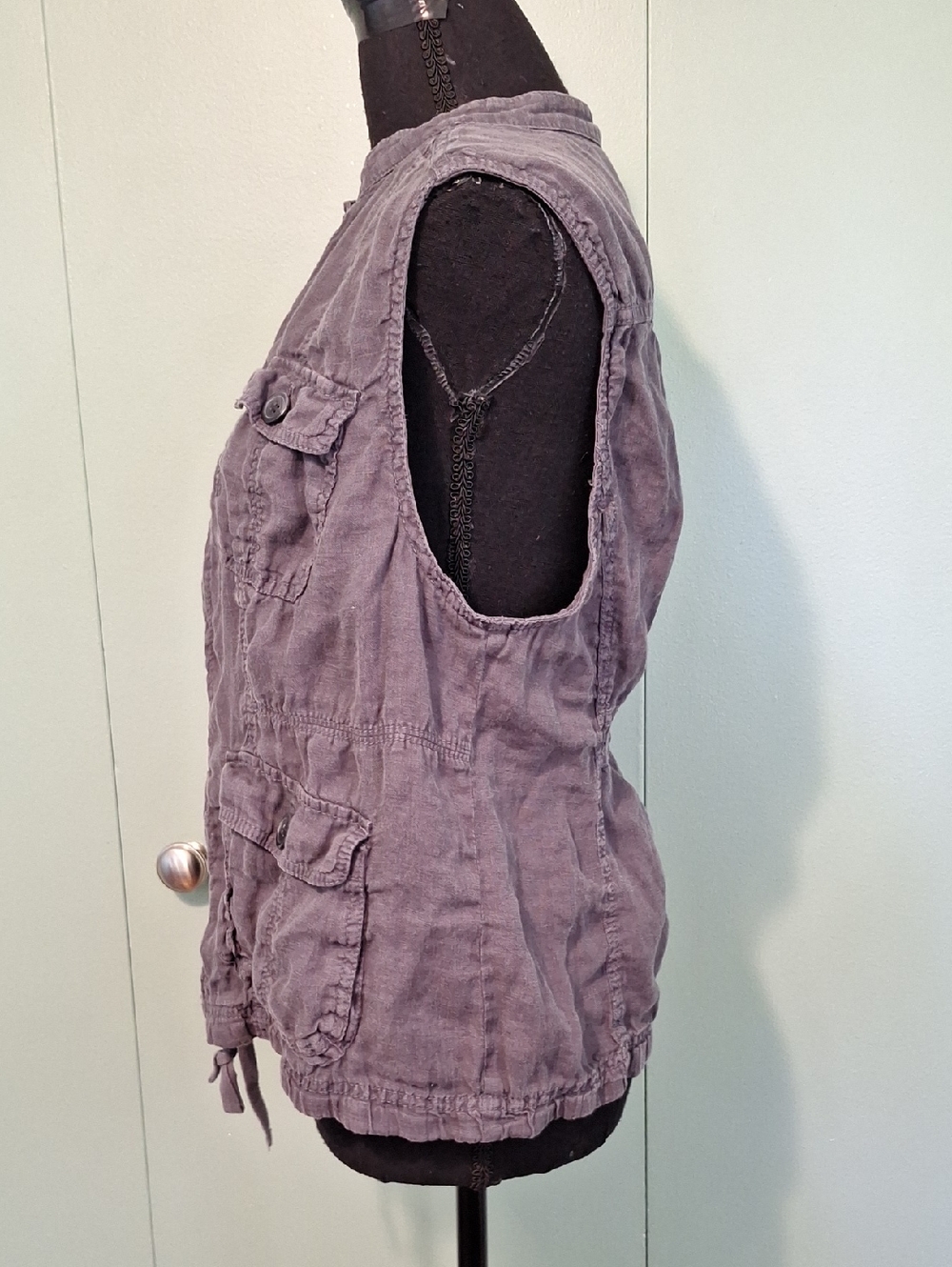 Caslon 100% Linen Gray Zip Up Fashion Vest Size Large - Picture 4 of 7